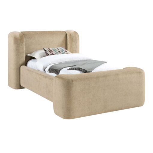 Modena Chenille Fabric Upholstered Twin Bed In Beige - Image 2
