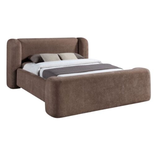 Modena Chenille Fabric Upholstered Full Bed In Brown - Image 2