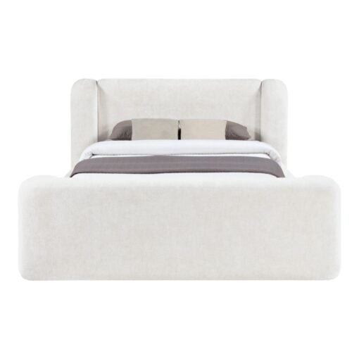 Modena Chenille Fabric Upholstered King Bed In Cream