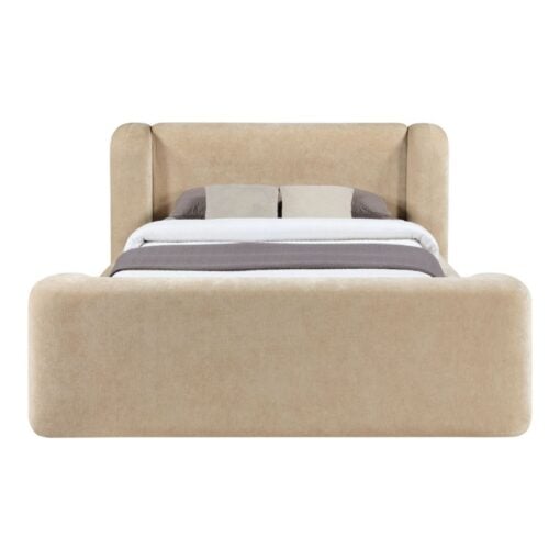 Modena Chenille Fabric Upholstered King Bed In Beige
