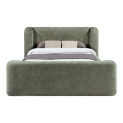 Modena Chenille Fabric Upholstered King Bed In Green