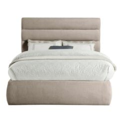 Adam Linen Textured Fabric Upholstered Full Bed In Beige