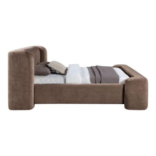 Modena Chenille Fabric Upholstered Full Bed In Brown - Image 3