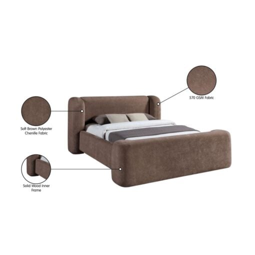 Modena Chenille Fabric Upholstered Full Bed In Brown - Image 8