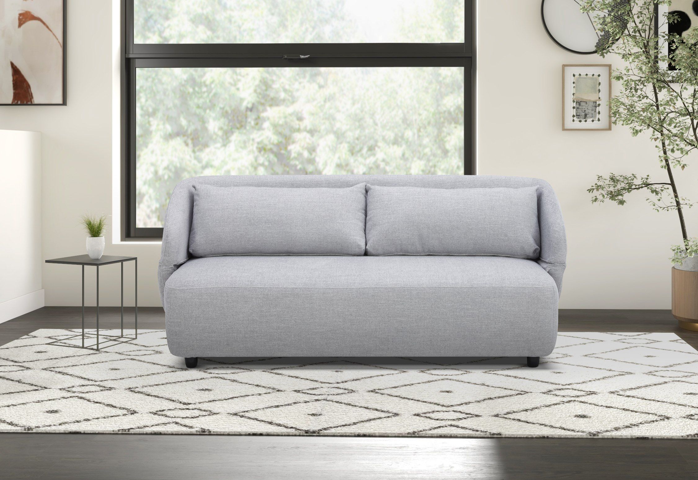 Divani Casa Lerner - Modern Light Grey Fabric Sofa Bed - Image 11