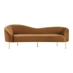 Ritz 85.5" Velvet Upholstered Sofa In Saddle