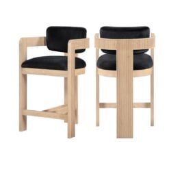 Alternative view of Sacha Velvet Upholstered Counter Stool In Black