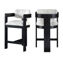 Alternative view of Sacha Linen Textured Fabric Upholstered Counter Stool In Cream