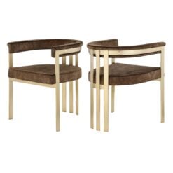 Marcello Velvet Upholstered Dining Chair In Brown