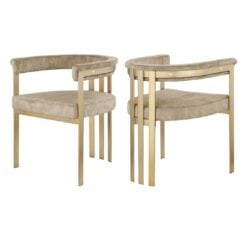 Marcello Velvet Upholstered Dining Chair In Beige