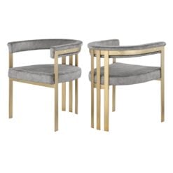 Marcello Velvet Upholstered Dining Chair In Grey