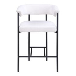 Malin Linen Textured Fabric Upholstered Counter Stool In Cream