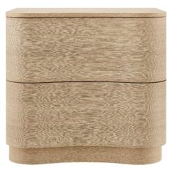 Mirae 2-Drawer Curved Nightstand In Brushed Light Oak