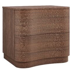 Alternative view of Mirae 2-Drawer Curved Nightstand In Brushed Brown Oak