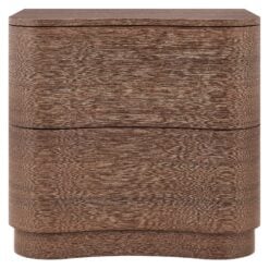 Mirae 2-Drawer Curved Nightstand In Brushed Brown Oak
