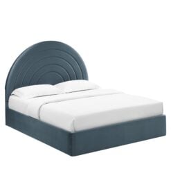 Alternative view of Solana Arched Performance Velvet Full Platform Bed In Cadet Blue