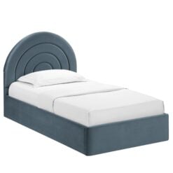 Alternative view of Solana Arched Performance Velvet Twin Platform Bed In Cadet Blue