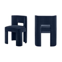 Zuno Velvet Upholstered Dining Chair In Navy