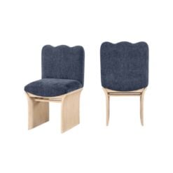Alternative view of Shaw Chenille Fabric Upholstered Dining Chair In Navy