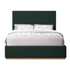Monaco Boucle Fabric Upholstered King Bed In Green