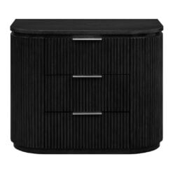 Astrid Solid Wood And Oak Veneer Nightstand In Black