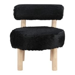 Ambre Vegan Shearling Fabric Upholstered Accent Chair In Black