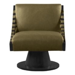 Millwin Vegan Leather Upholstered Swivel Accent Chair In Olive