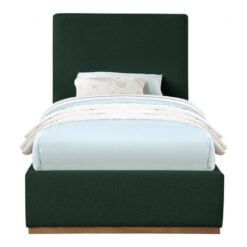 Monaco Boucle Fabric Upholstered Twin Bed In Green