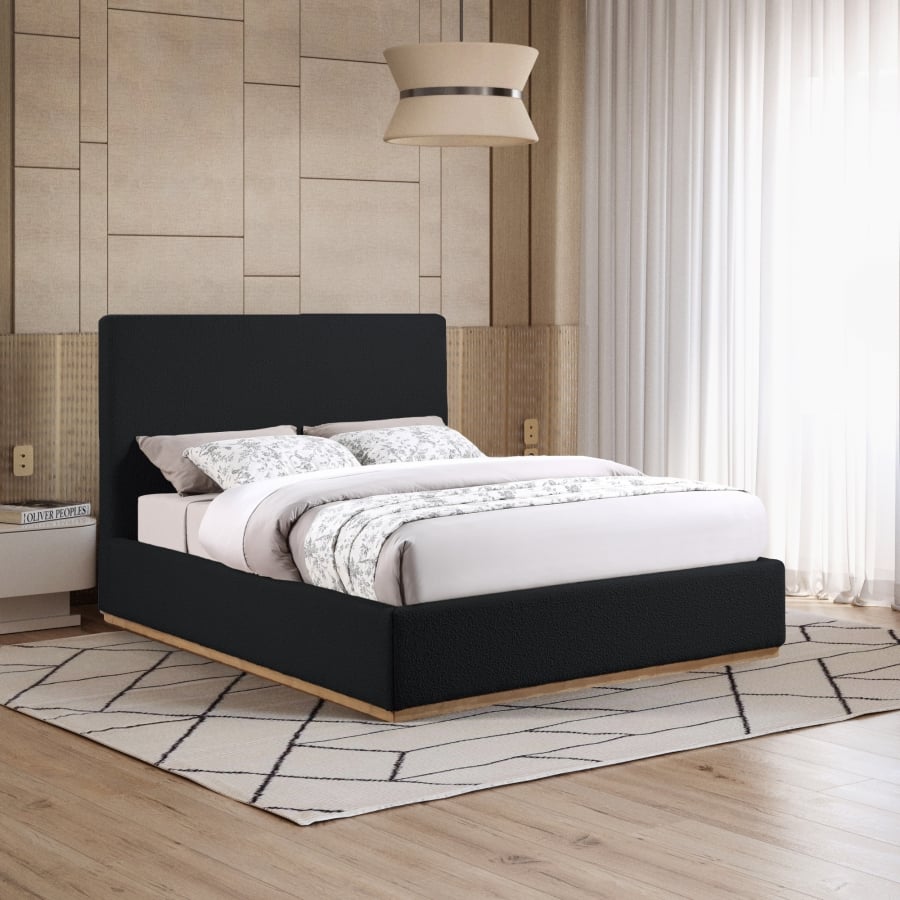 Monaco Boucle Fabric Upholstered Full Bed In Black - Image 10