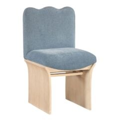 Shaw Chenille Fabric Upholstered Dining Chair In Light Blue