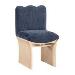 Shaw Chenille Fabric Upholstered Dining Chair In Navy