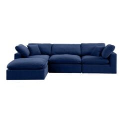 Comfy 119" Velvet Upholstered 4pc. Modular Sectional In Navy