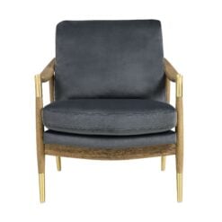 Langford Performance Velvet Accent Armchair In Cadet Blue Walnut