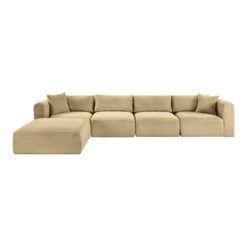 Shaggy 140" Corduroy Performance Fabric Upholstered Modular Sectional In Camel