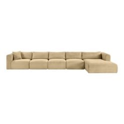 Shaggy 176" Corduroy Performance Fabric Upholstered Modular Sectional In Camel