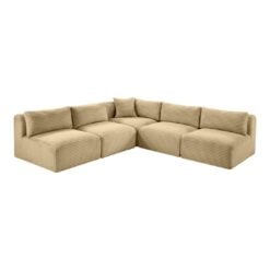 Alternative view of Shaggy 101" Corduroy Performance Fabric Upholstered Modular Sectional In Camel
