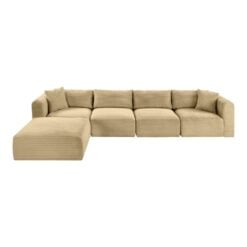 Alternative view of Shaggy 140" Corduroy Performance Fabric Upholstered Modular Sectional In Camel