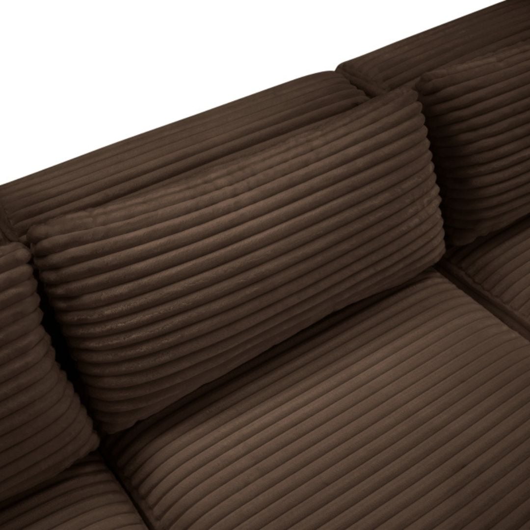 Shaggy 124" Corduroy Performance Fabric Upholstered Modular Sofa In Brown - Image 7