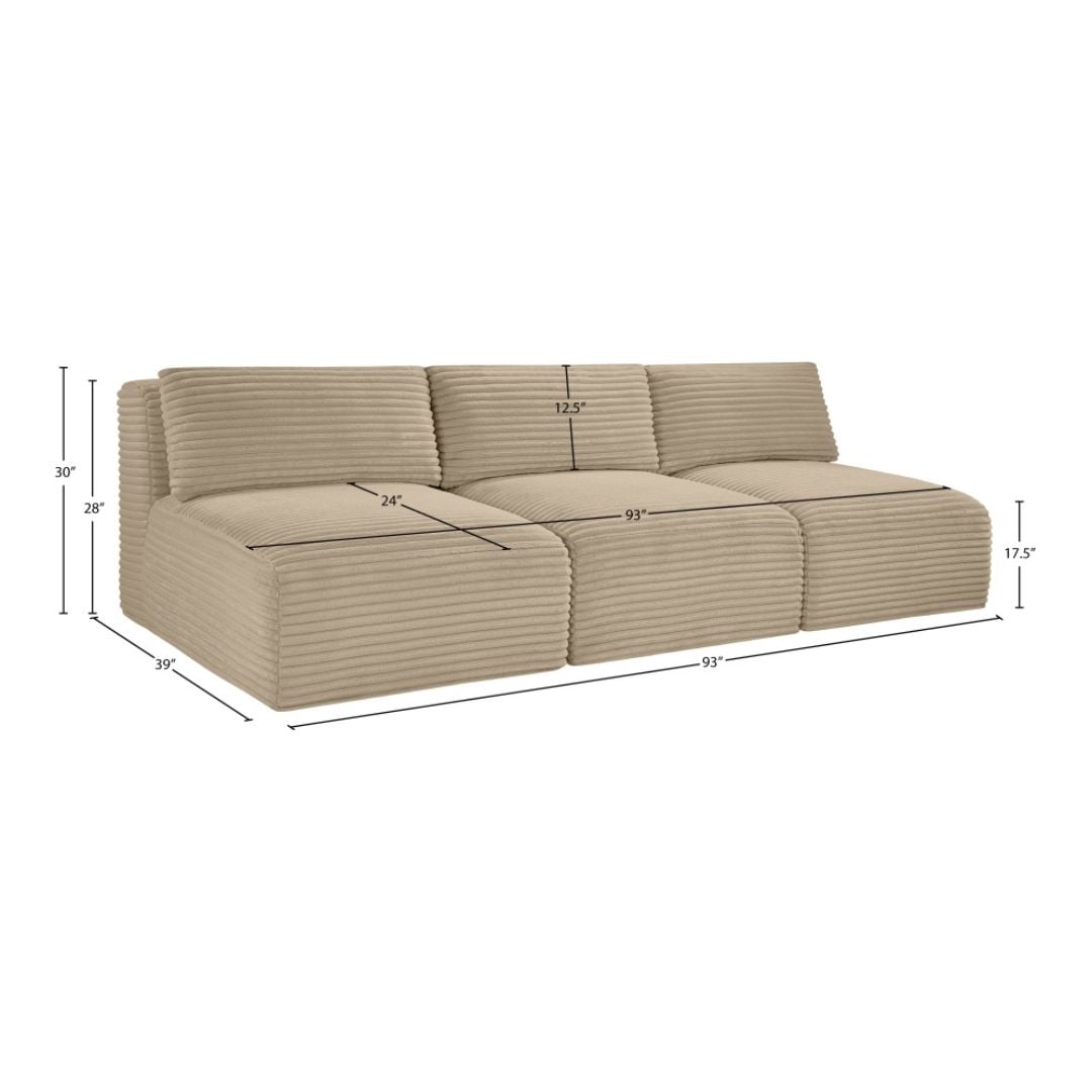 Shaggy 93" Corduroy Performance Fabric Upholstered Modular Sofa In Taupe - Image 10