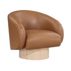 Alternative view of Gibson Vegan Leather Upholstered Swivel Accent Chair In Cognac