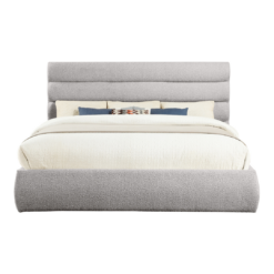 Adam Boucle Fabric Upholstered King Bed In Taupe
