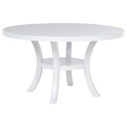 Alternative view of Judd 54-inch Round Dining Wood Table with Shelf Pearl White