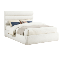 Alternative view of Adam Boucle Fabric Upholstered Queen Bed In Cream