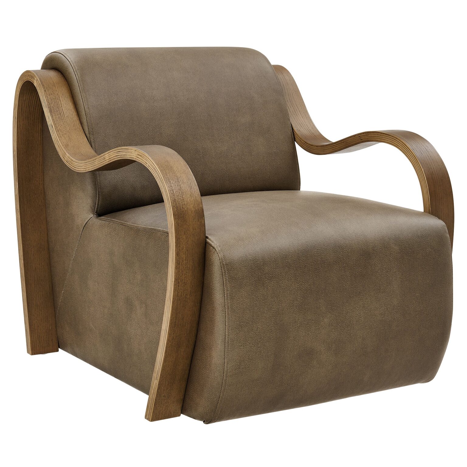 Atrium Vegan Leather Accent Armchair In Mushroom - Hyme Furniture