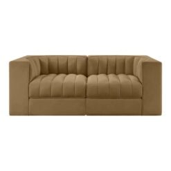 Rummi 68" Velvet Performance Fabric Upholstered 2pc. Modular Sofa In Saddle
