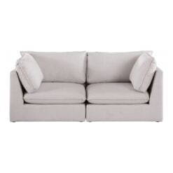 Mackenzie 80" Linen Textured Fabric Upholstered 2pc. Modular Loveseat In Beige