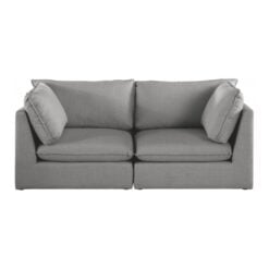 Mackenzie 80" Linen Textured Fabric Upholstered 2pc. Modular Loveseat In Gray