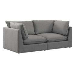 Alternative view of Mackenzie 80" Linen Textured Fabric Upholstered 2pc. Modular Loveseat In Gray