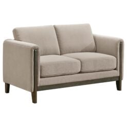 Alternative view of Islington Fabric Upholstered Panel Arm Loveseat Taupe