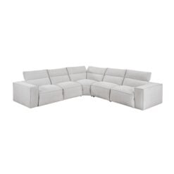 Alternative view of Phoebe 5-Piece Modular Power Reclining Sectional with Power Headrests In Light Gray